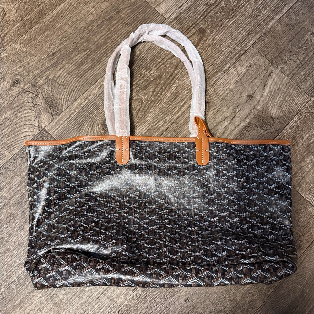 Fake Goyard Tote Bag with Brown Trim - Women Bags